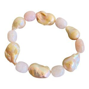 Roz Kwa Baroque Freshwater Pearl Quartz Bracelet